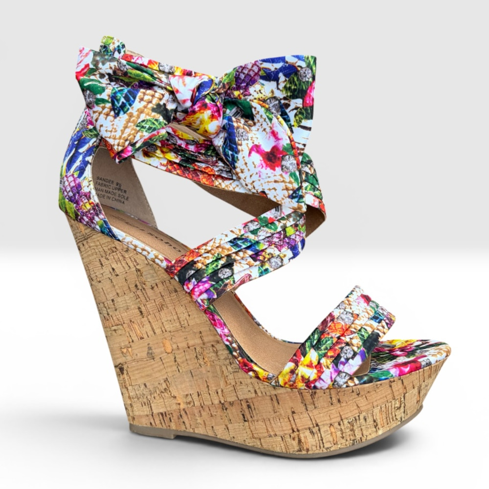 New Zigi Soho Sandee Floral Print Platform Wedge Sandals Size 9.5